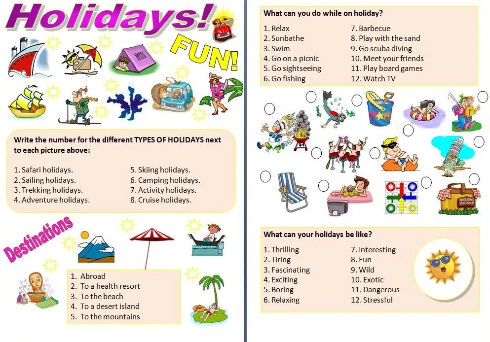 What do you like doing in summer. Summer holidays задания. задания для урока английского языка. задания на holidays activities английский.