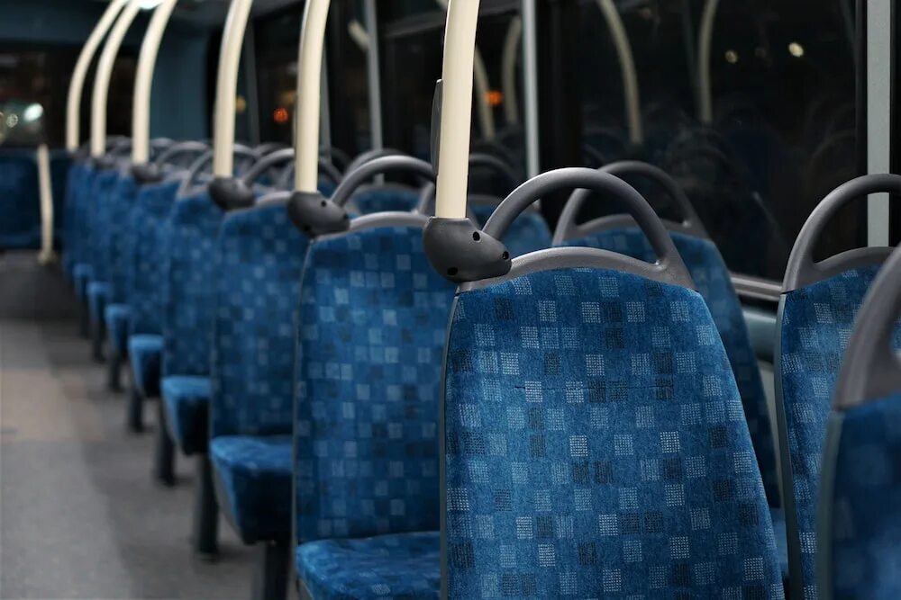 Bus seats. Салон автобуса. Синие сидения автобус. Один ряд синих кресел.
