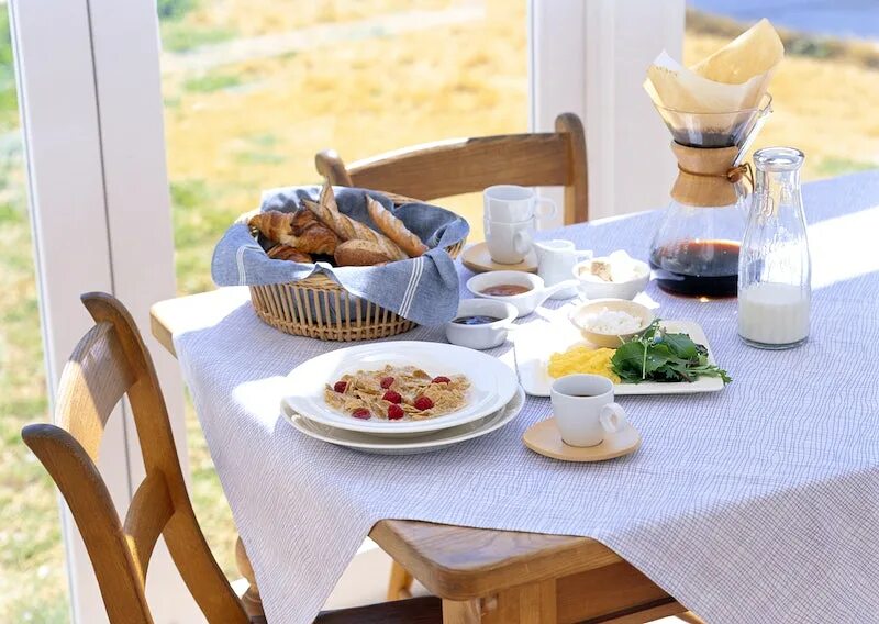 There bread on the table