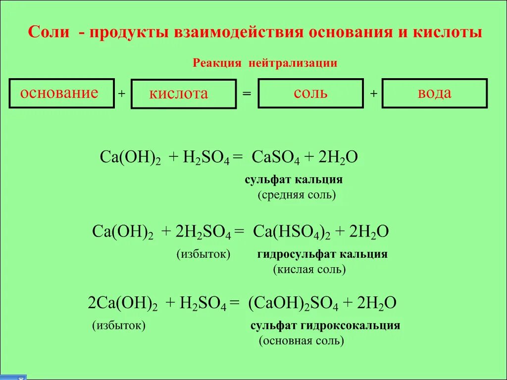 Урок химии 8 соли. Кальций плюс серная кислота. Взаимодействие кальция с кислотами. Гидроксид калтция рлюс мернач кислота. Гидроксид кальция и серная кислота.