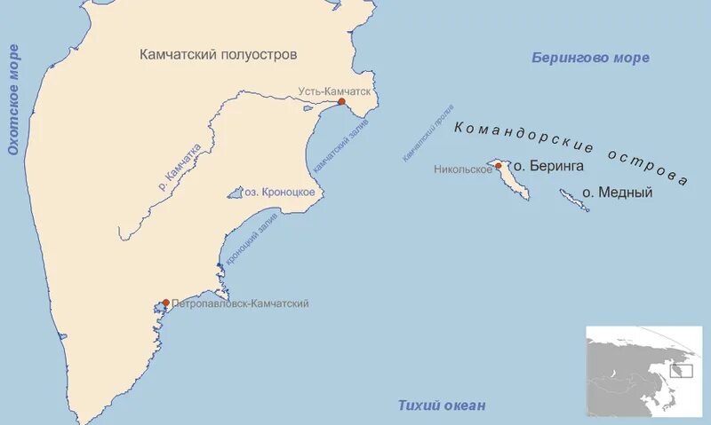Командорские острова на карте - блог Санатории Кавказа