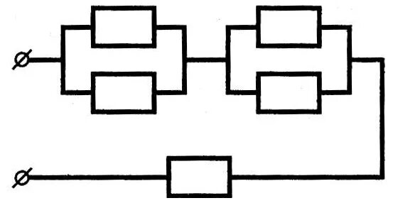 В приведенной схеме R1=R2=R3=R4=20 Ом, R5=6 Ом (см. рисунок). Напряжение между т