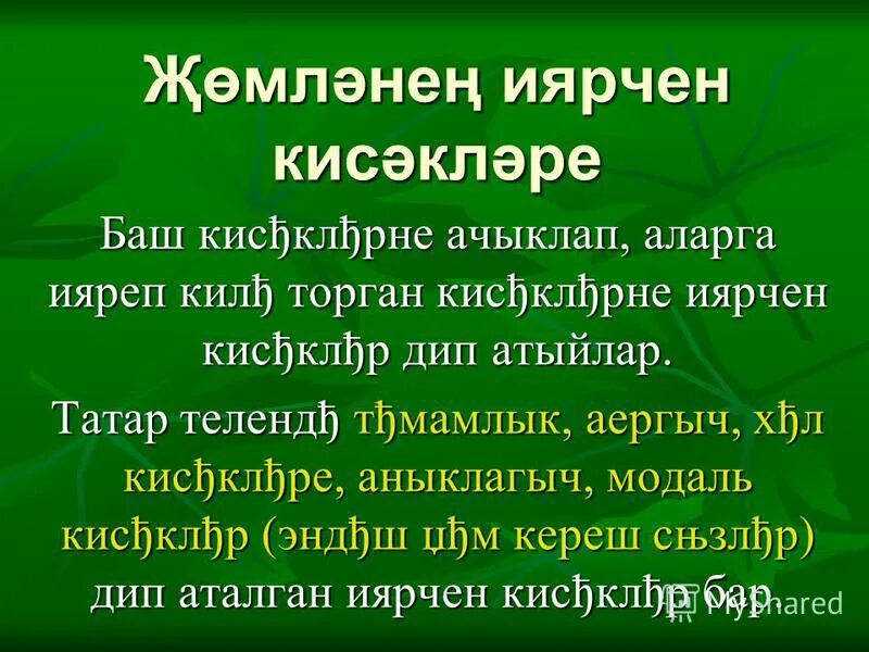 Баш кисэклэр. Аергыч. Аныклагыч. Аныклагыч презентация 7 класс. Аергыч примеры.