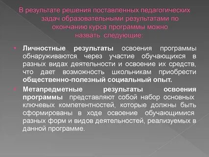 Результаты решения