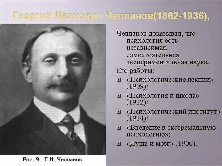 Челпанов г памяти и мнемонике. Г И Челпанов вклад в психологию. Челпанов основные идеи.