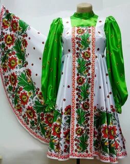 Русский народный костюм зеленый