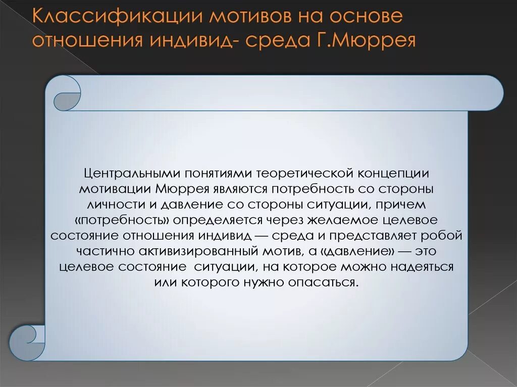 Прежде всего ориентированы на. Классификация мотивов на основе отношения «индивид-среда г.Мюррея». Классификация Мюррея. Классификация мотивов Мюррея. Теория Мюррея.