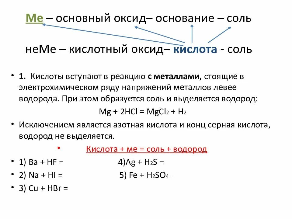 Химические свойства оксидов оснований кислот и солей. Взаимодействие металлов с солями таблица. Химические свойства кислот примеры реакций. Свойства кислот солей и оснований.