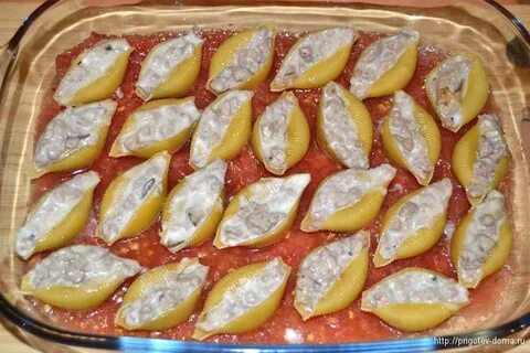 Фаршированные ракушки на сковороде
