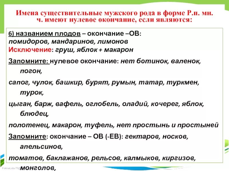Имена существительные имеющие только одну форму