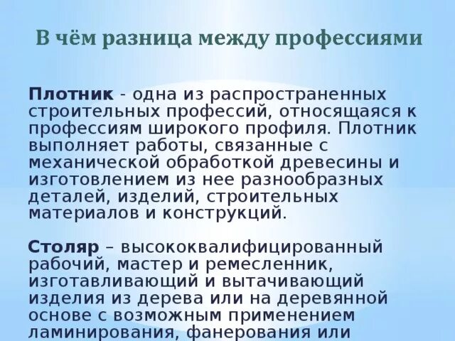 Профессии связанные с обработкой древесины сообщение. Сообщение "профессии, связанные с деревообработкой". Сообщение о профессиях связанных с обработкой древесины. Профессия связанная с деревообработкой доклад. Столяров и плотник в чем разница