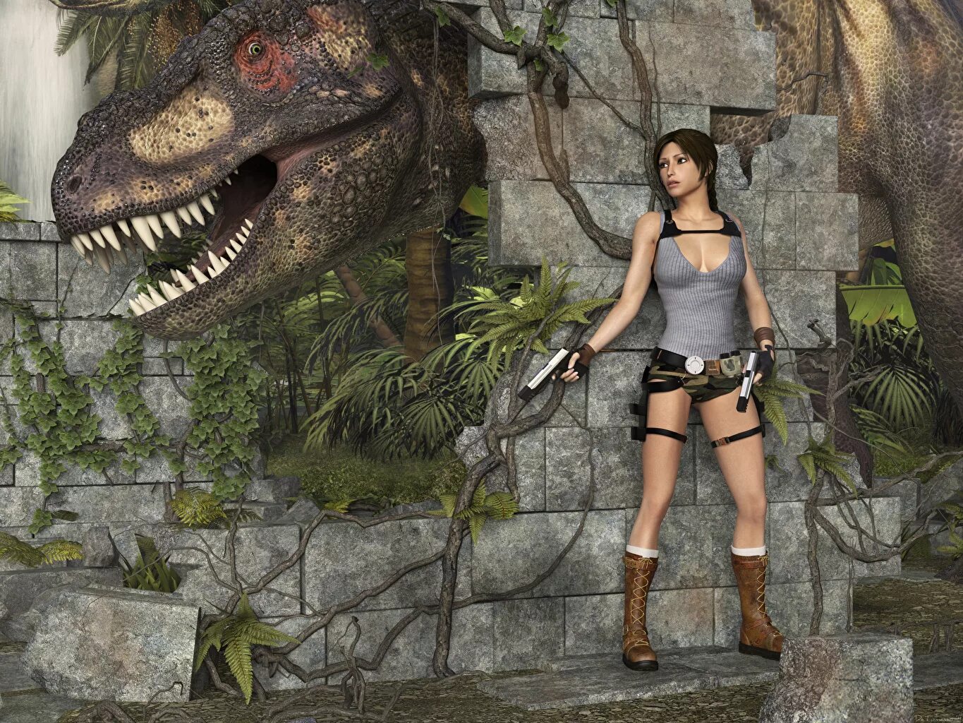 3d comics girl. Томб Райдер 3д. Tomb Raider Underworld Lara. Томб Райдер 2 динозавр.