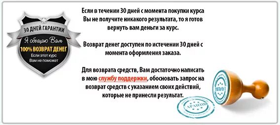 Гарантия возврата. Гарантия возврата денег. Служба поддержки для возврата денег. Гарантия на момент покупки. Не получаете никакого результата