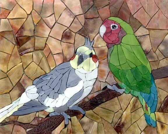 Мозаика попугай. Попугайчики из мозаики. Мозаичное панно с попугаями. Попугай для мозаики.