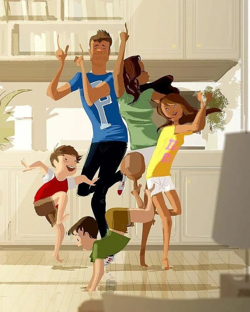 Паскаль Кэмпион. Семья иллюстрация. Семейные рисунки с детьми. Семейное счастье иллюстрации.