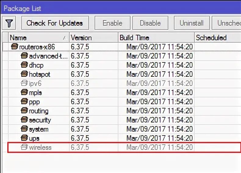 Package disable. Package disable