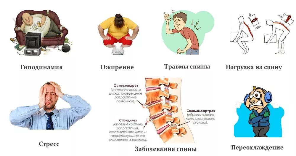 Боль в спине. Причины боли в спине. Причины возникновения болей в спине. Почему болит спина.