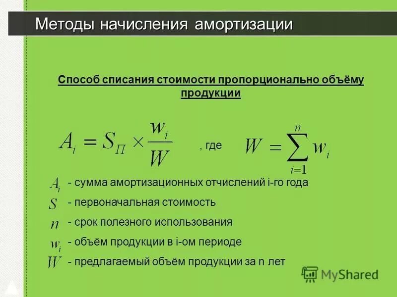 Способы начисления амортизации пропорционально объему продукции. Способы начисления амортизации пропорционально объему продукции