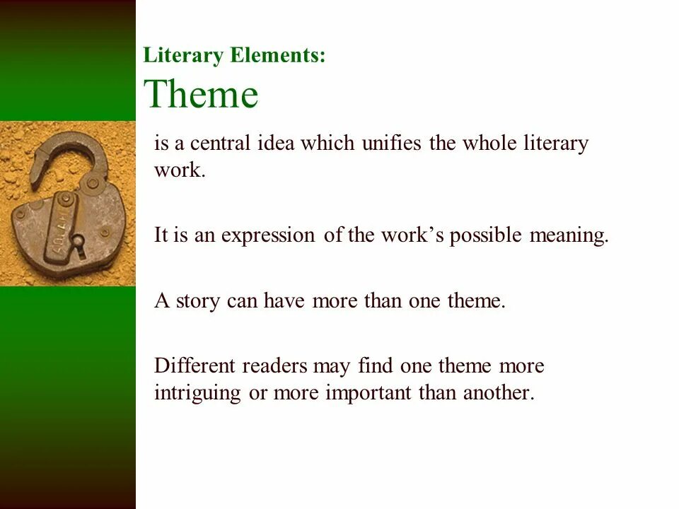 What is a theme. Literary elements. elements of literature. theme and idea in literary work ppt. themes in literature.