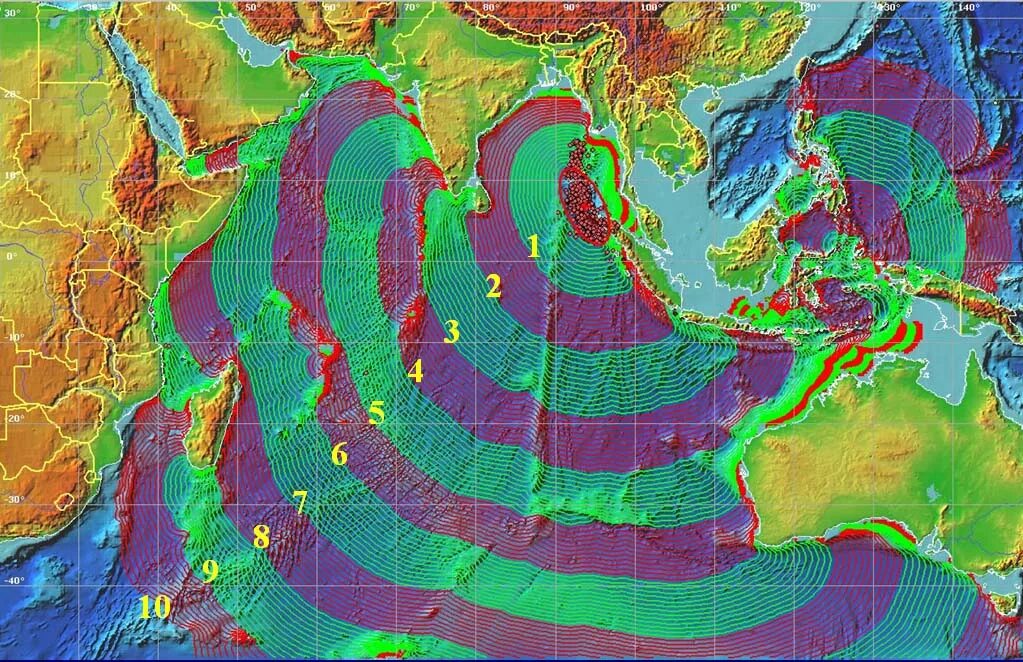 Волна землетрясения. Подводные землетрясения. ЦУНАМИ. Распространение волны землетрясения. Землетрясение в индийском океане.
