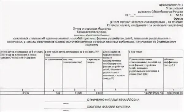 Отчет в органы опеки
