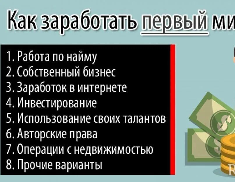 Как заработать 1000000 рублей за 1 день. Зарабатываю миллион в месяц. План заработка миллиона. Как заработать первые.