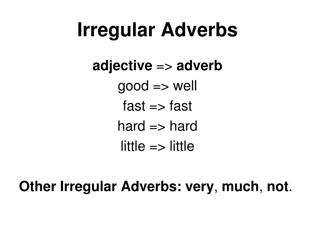 Adjectives and adverbs исключения. Irregular наречия. Irregular adverb в английском языке. Adjective ly adverb правило. Adverbs careful