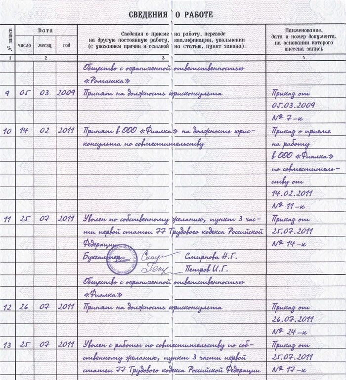 Перевод из совместителей в основные работники