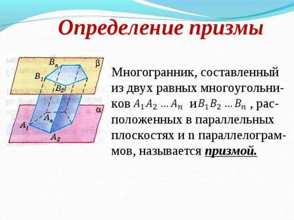 Призма 10 класс урок. Призма теория 10 класс. Призма определение. Понятие Призмы. Призма основные понятия.