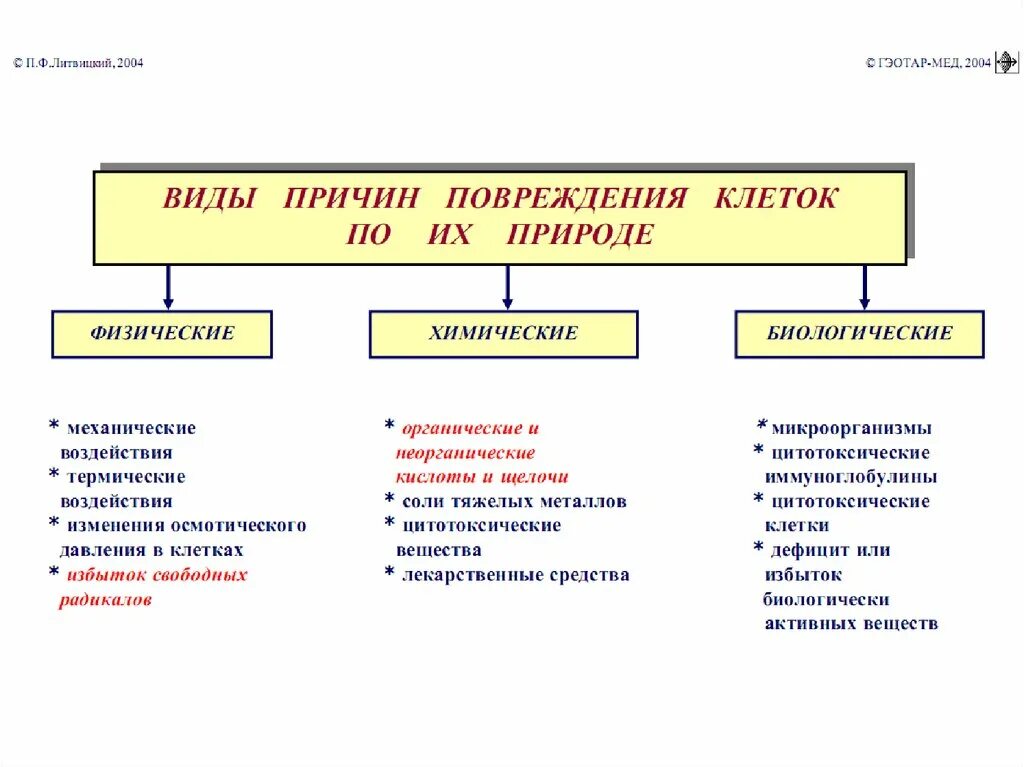 Причины повреждения данных. Виды причин повреждения клеток. 2. причины повреждения клеток: физические, химические, биологические. внутриклеточные механизмы компенсации при повреждении клеток. интрацеллюлярные адаптивные механизмы при повреждении.