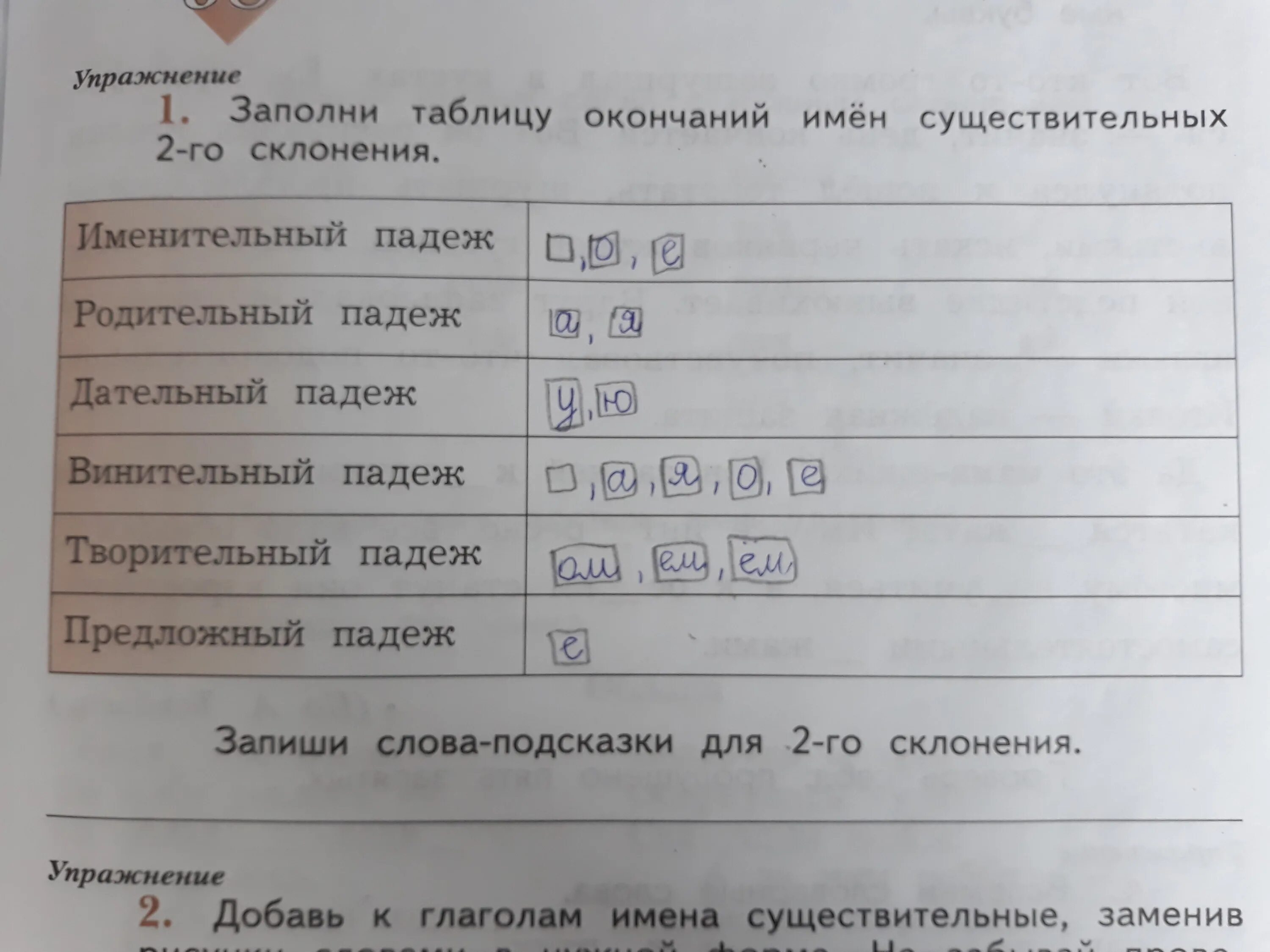 Таблица окончаний имён существительных 2-го склонения. Заполните таблицу окончаний. Заполни таблицу окончаний имен существительных 2 склонения. Заполни таблицу окончаний имён существительных 2-го склонения. Опорные слова для проверки существительных