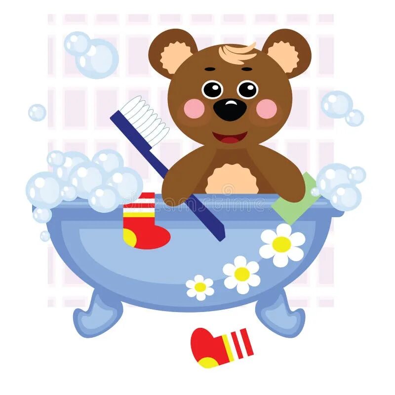 Медведь умывается. Медвежонок купается. Медвежонок в ванне. Медвежонок моется. Мишка в ванной.