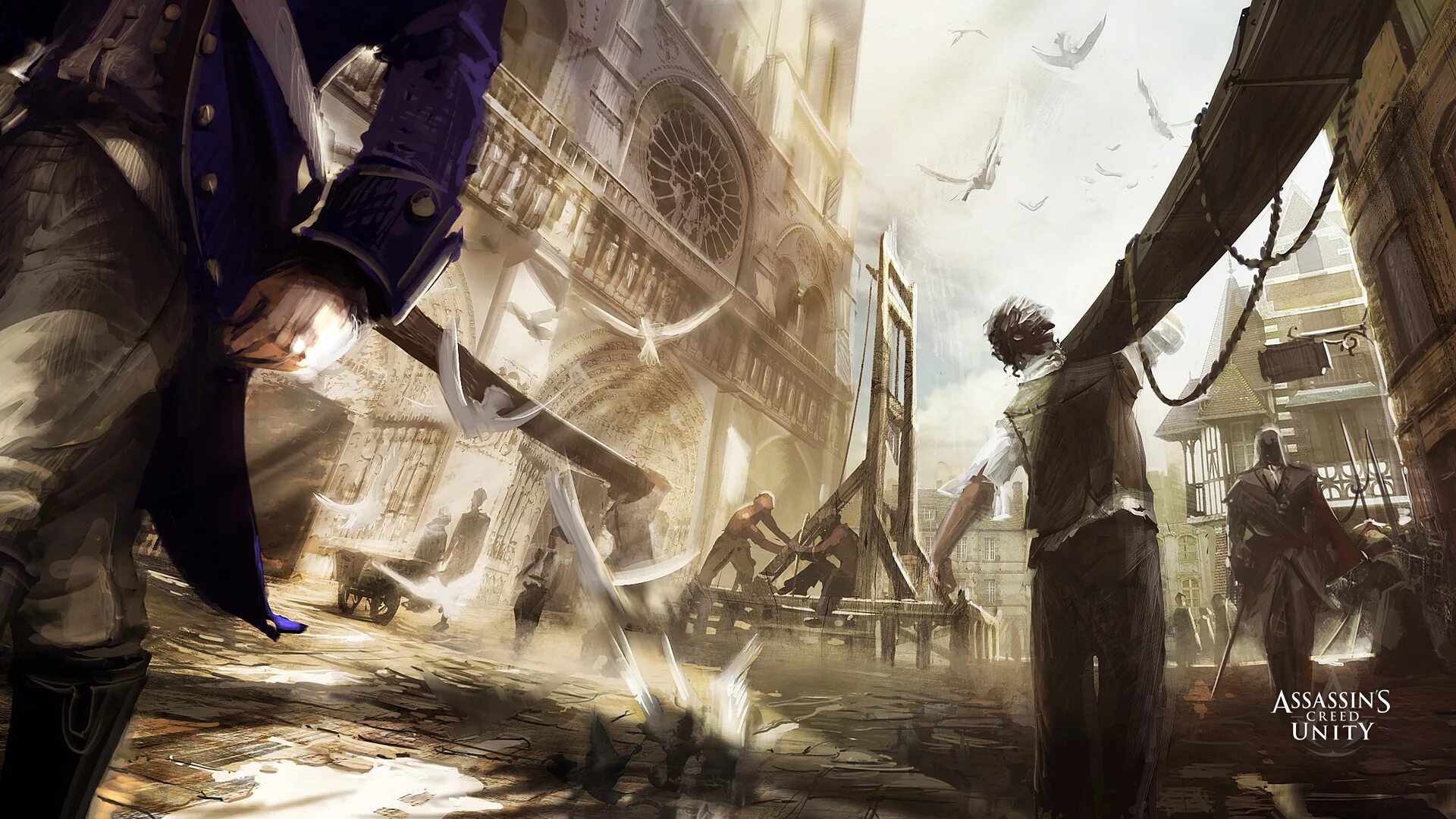 Ассасин юнит. Гильотина ассасин крид. assassins creed unity арт гильотина. гильотина assassins creed.