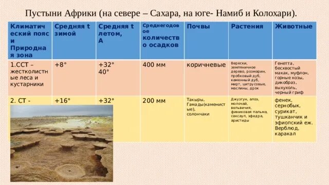 Средние осадки африки. Природные зоны пустыни таблица. Зона пустынь и Тип почвы таблица. Пустыни Африки таблица. Природные зоны Африки жестколистные леса и кустарники.