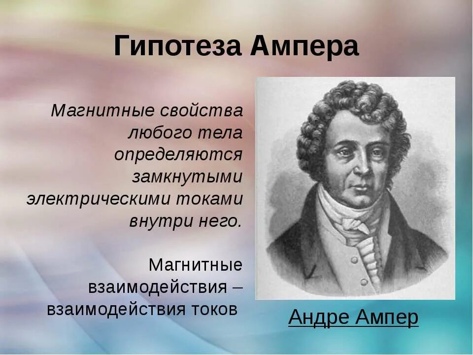 Свойства ампера. Гипотеза Ампера. Гипотеза Ампера о магнитных свойствах веществ. Отеза Ампера. Гипотеза Андре Ампера.