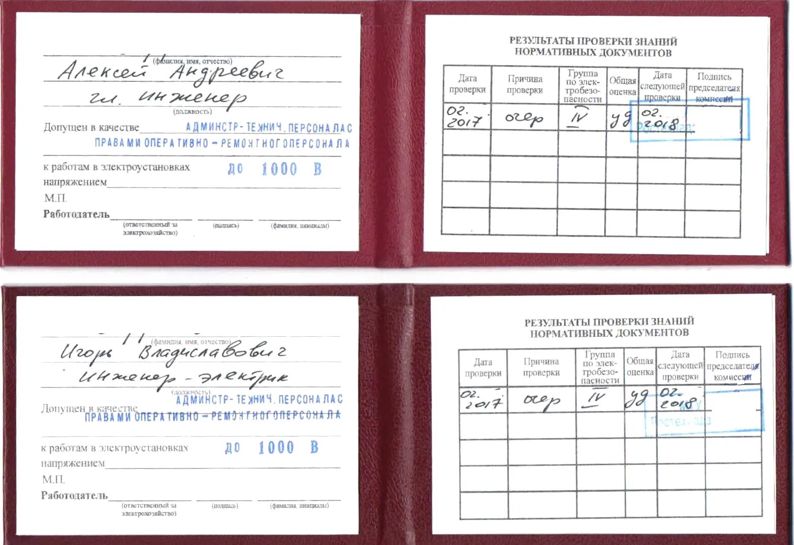 Допуск до 1000 в