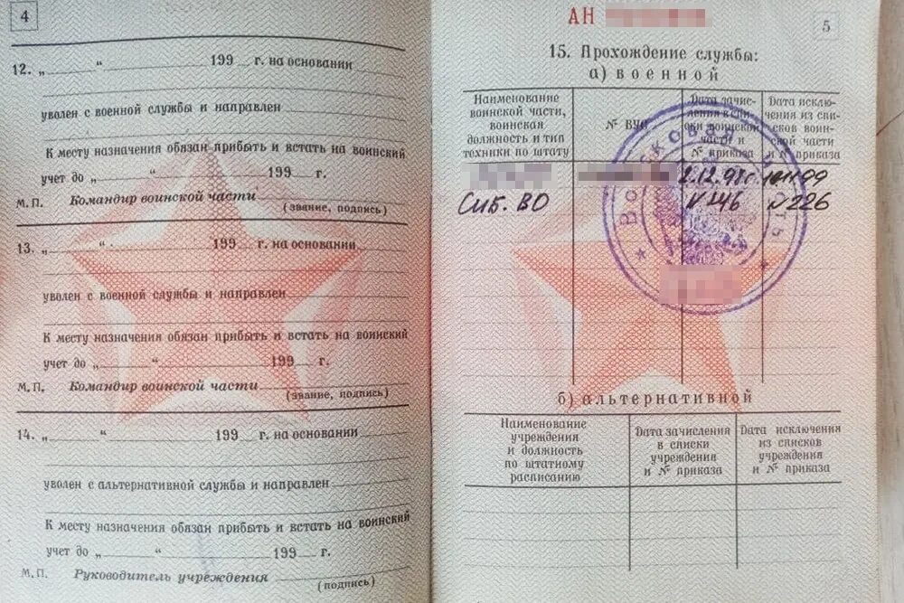 Отметки в военнике. Отметка в военном билете о прохождении службы. Отметка в военном билете не служил. Военный билет прохождение службы. Прохождение военной службы в военном билете.