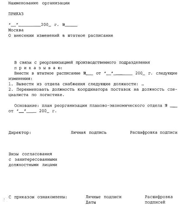 Образец приказа о внесении изменения в штатное расписание должности. Изменение в приказ в штатном расписании приказ. Приказ о внесении изменений в штатное расписание изменение должности. Приказ по внесению изменений в штатное расписание. 200 приказ изменения