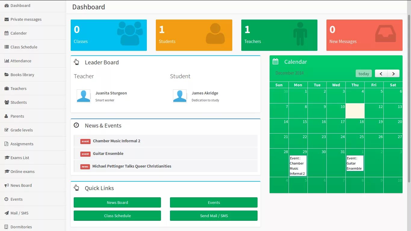 User schedule