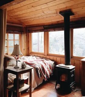 Cozy cabin bedroom.