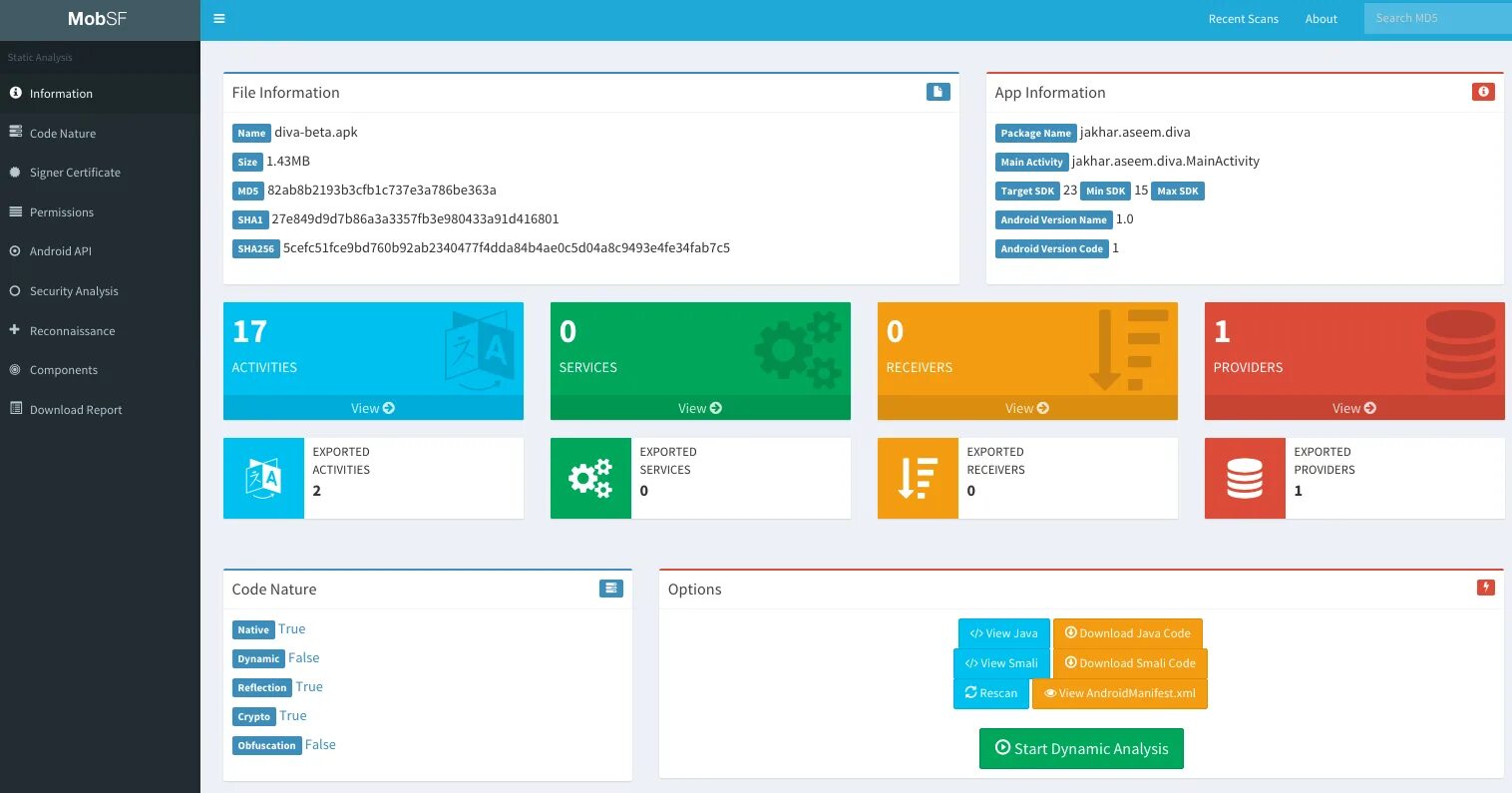 Dynamic analysis. Mobsf. mobsf 3.5.2. tab крупных проектов. security analysis что это за приложение.