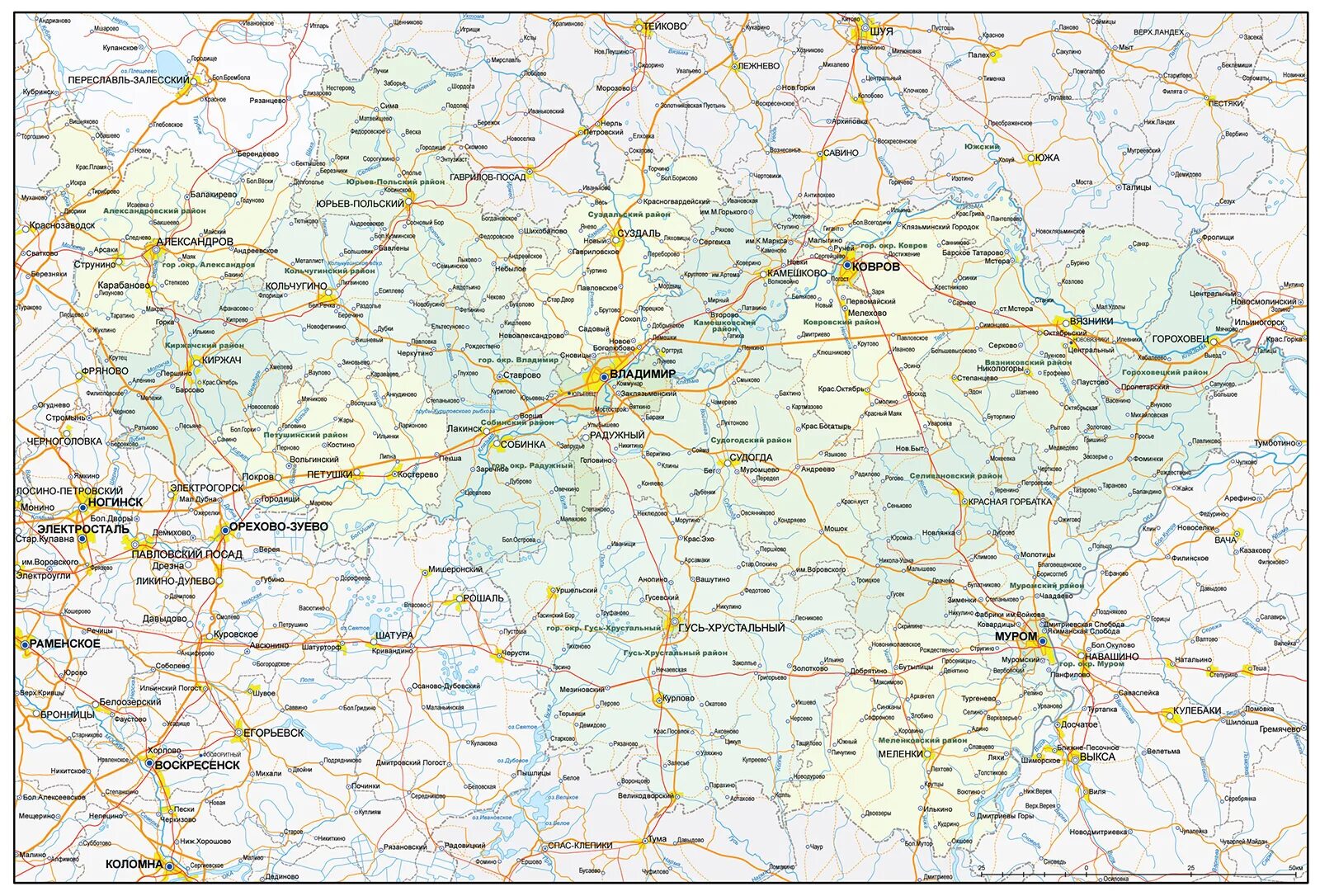 Карта дорог владимирской. Карта автодорог Владимирской области. Владимирская область карта с районами и дорогами. Карта Московской Владимирской и Нижегородской области. Показать карту Владимирской обл.