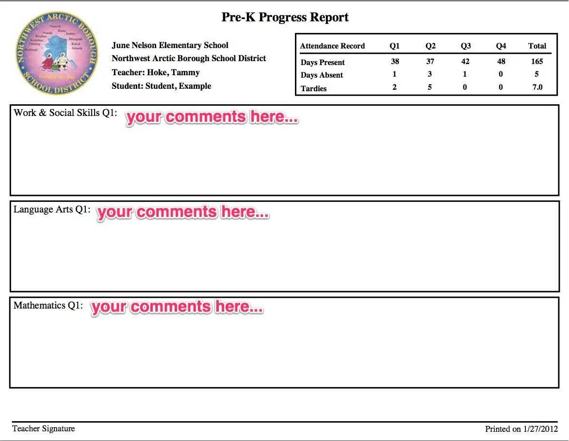 Teachers Report example. Progress Report. Examples for progress Report for students. Student Report example.