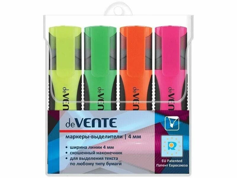 4цв, арт. Маркер 5043800. 5 мм. Маркер текстовый "devente" набор 4цв. Pastel 5045809.