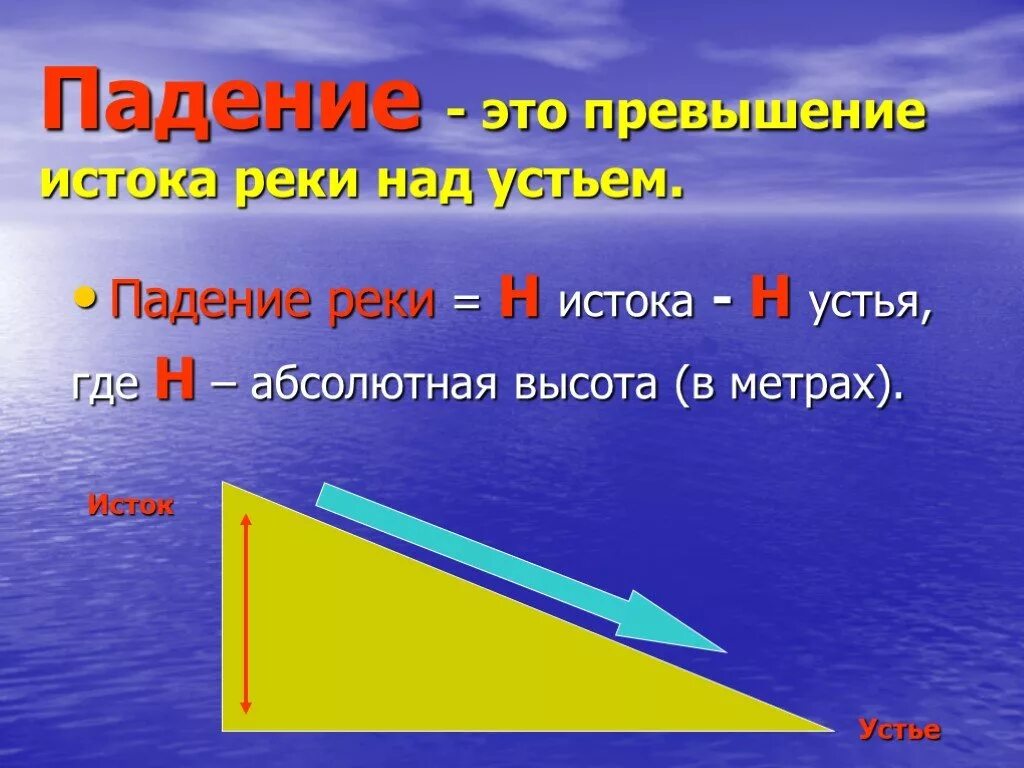 Падение реки россии. Падение реки. Падение и уклон реки. Абсолютная высота истока реки. Падение реки и уклон реки.