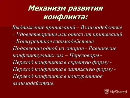 Механизм развития социального конфликта