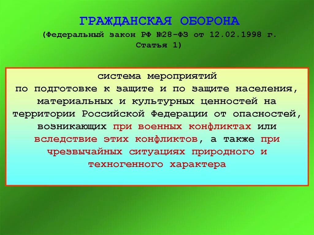 Культурное мероприятие закон. ФЗ О гражданской обороне. Система мероприятий по подготовке и защите населения. ФЗ 28 О гражданской обороне. Статья 28 федерального закона.