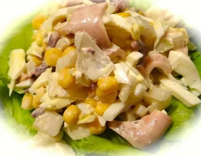 Салат кальмар огурцы кукуруза