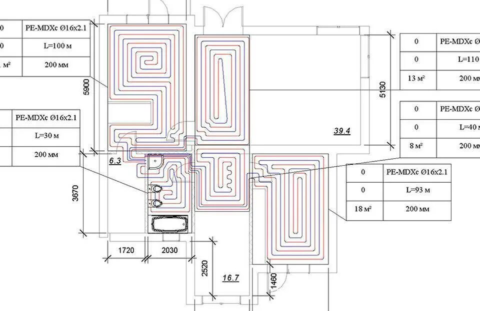 Электрический теплый пол схема монтажа. Схема укладки труб для водяного теплого пола. Схема укладки водяного пола теплого пола. Схема раскладки труб водяного теплого пола улиткой. Максимальная длина трубы контура теплого пола