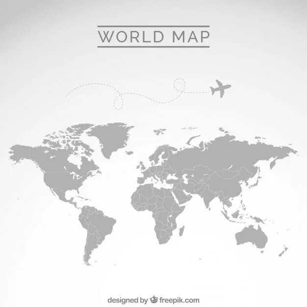 Small map. Карта мира серая.